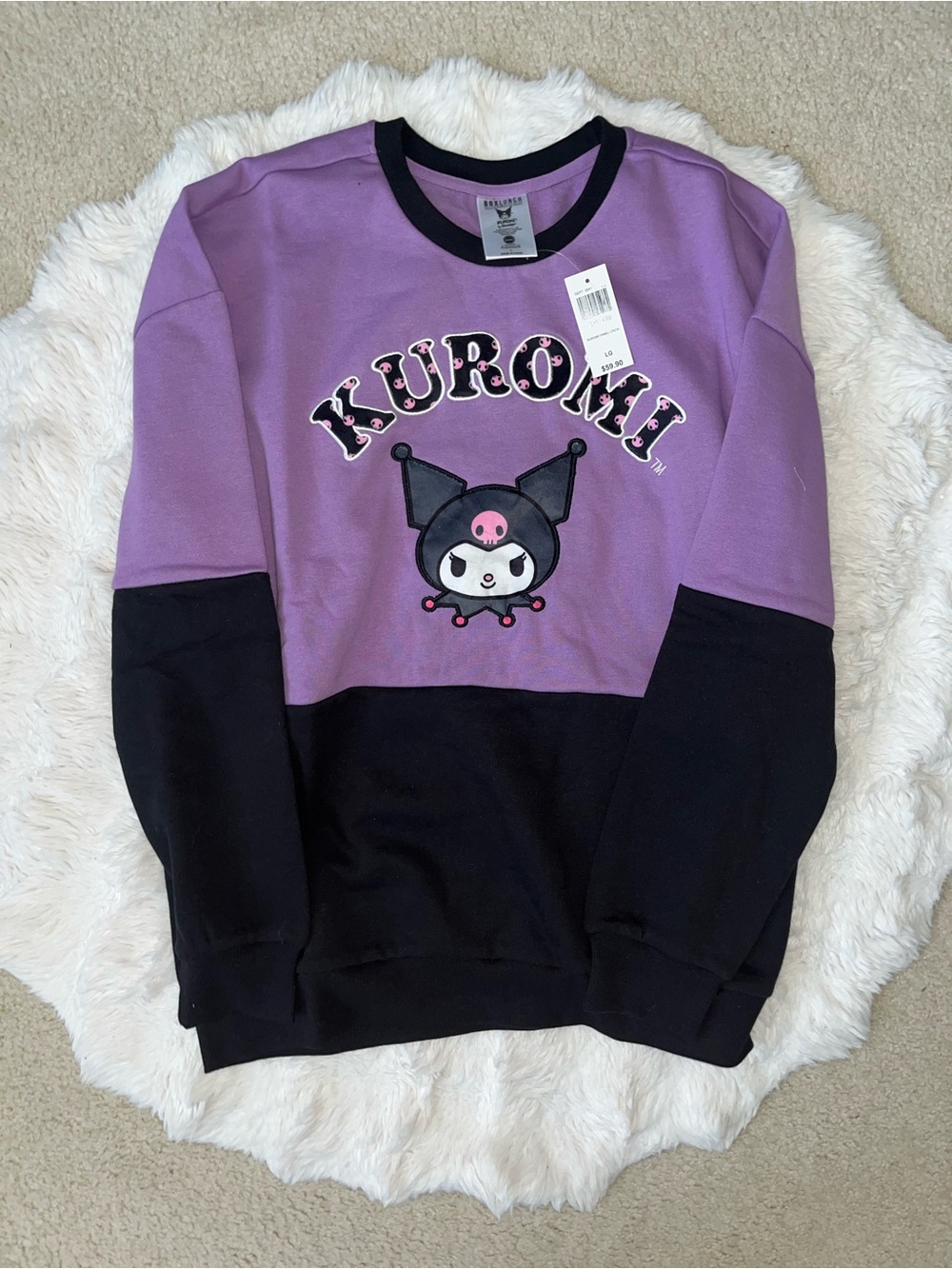 ✨NWT BoxLunch Sanrio Kuromi Portrait Panel Colorblock Sweatshirt Crewneck